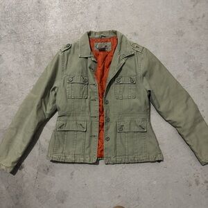 Olive Green Jacket with Orange Lining
